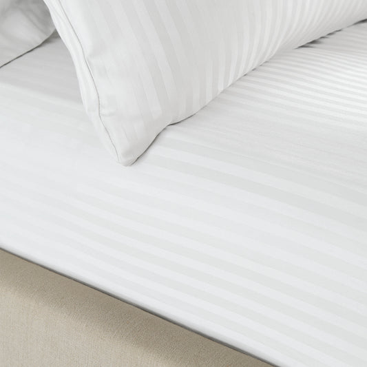 Catherine Lansfield 300TC Satin Stripe Fitted Sheet - White