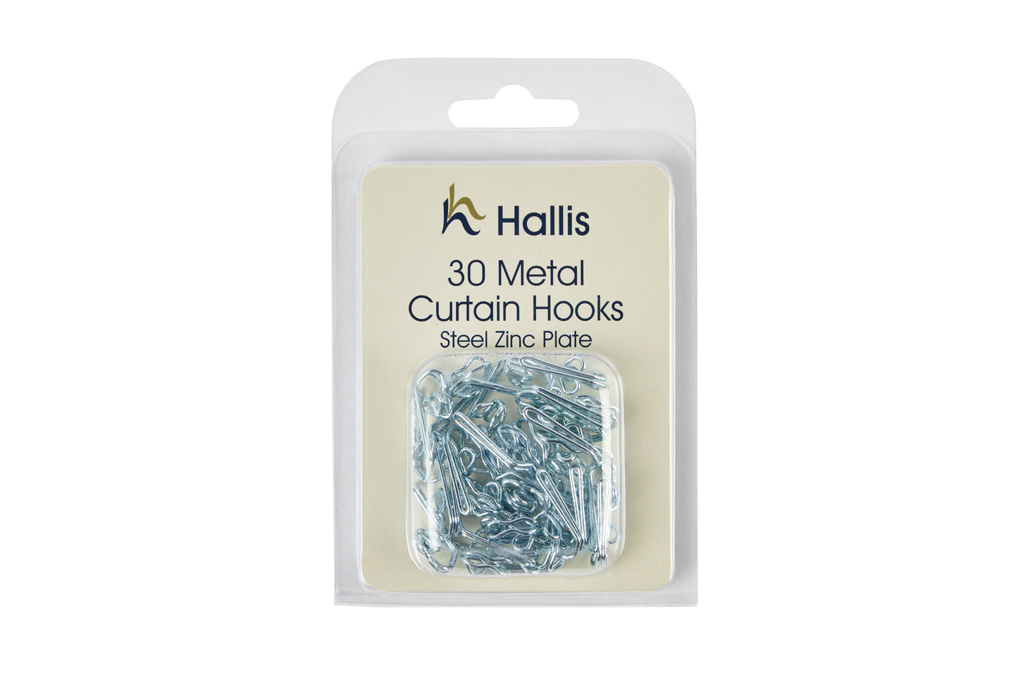 Hallis Steel/Zinc Plated Metal Curtain Hooks (Pack of 30)