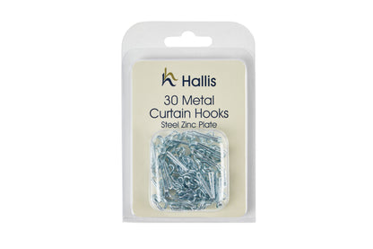 Hallis Steel/Zinc Plated Metal Curtain Hooks (Pack of 30)