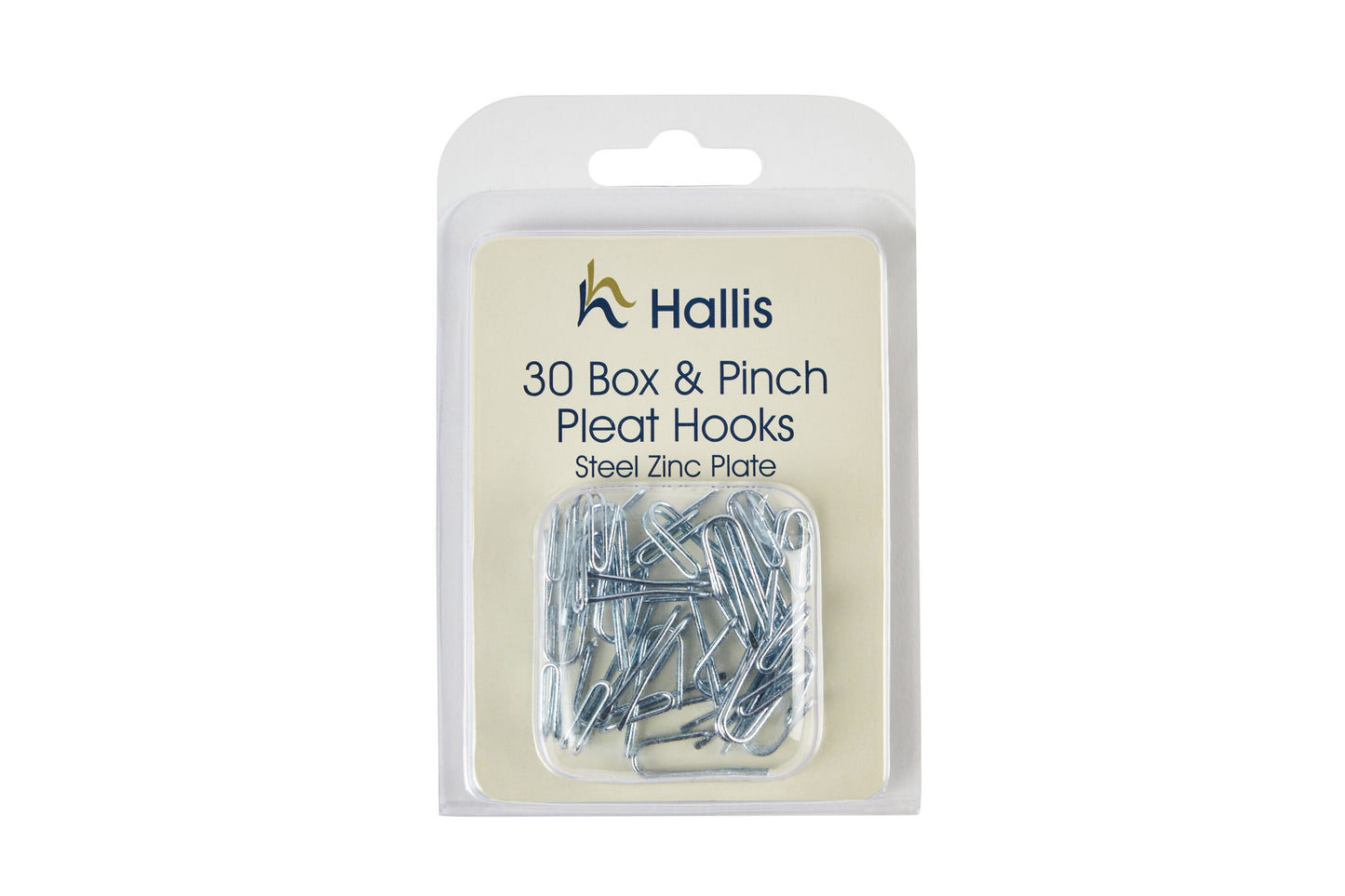 Hallis Steel/Zinc Box & Pinch Pleat Metal Curtain Hooks (Pack of 30)