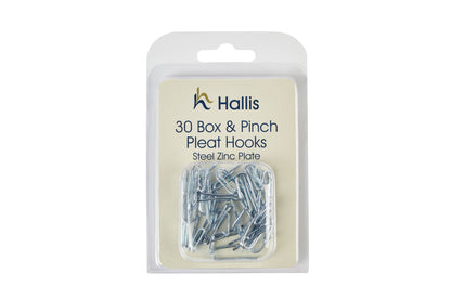 Hallis Steel/Zinc Box & Pinch Pleat Metal Curtain Hooks (Pack of 30)