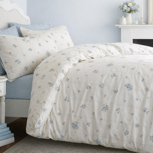 Bianca Vintage Rosebud Lace Duvet Cover Set - Blue
