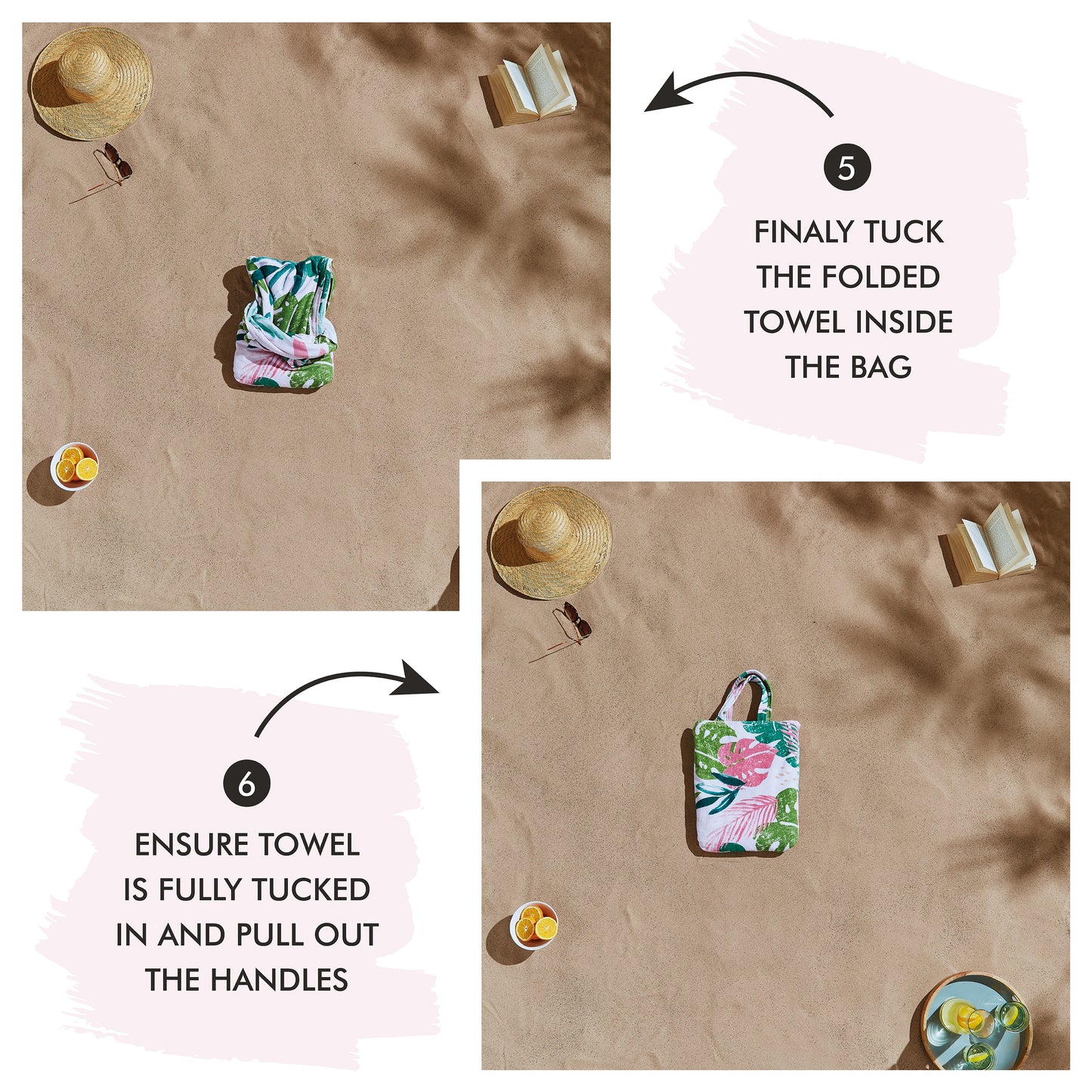 Catherine Lansfield Tropical Palm Beach Towel In A Bag