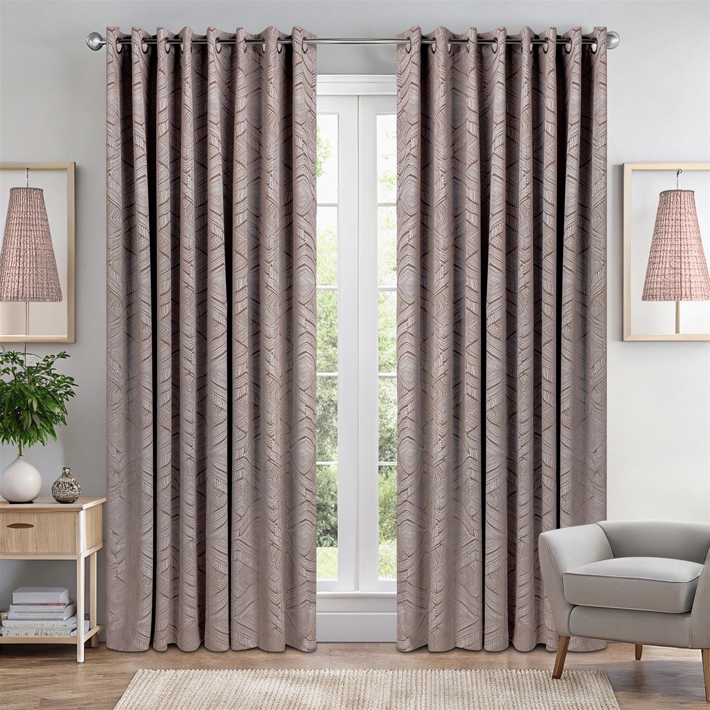 Alan Symonds Aztec Blackout Eyelet Curtains - Rust