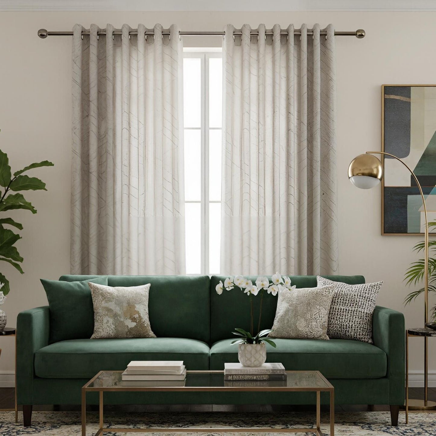Alan Symonds Aztec Blackout Eyelet Curtains - Cream