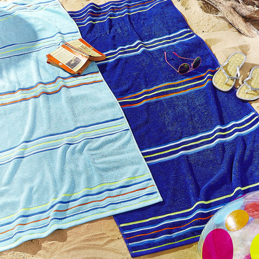 Catherine Lansfield Rainbow Light & Dark Blue Beach Towels (Twin pack)