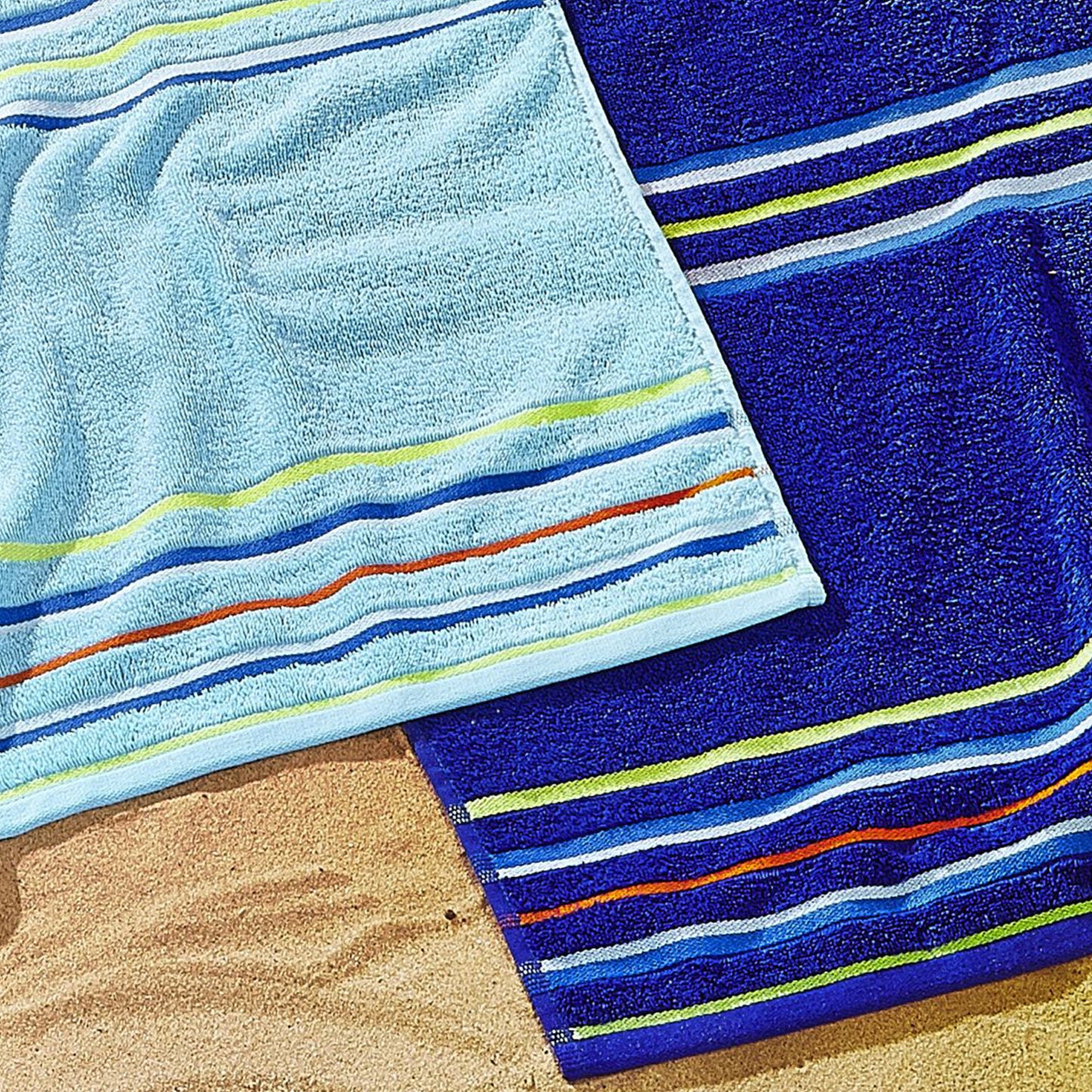 Catherine Lansfield Rainbow Light & Dark Blue Beach Towels (Twin pack)