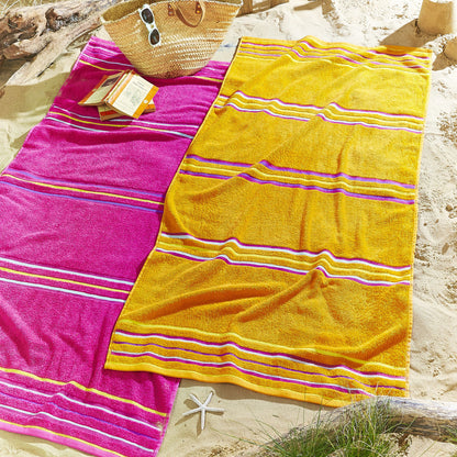 Catherine Lansfield Rainbow Hot Pink & Orange Beach Towels (Twin pack)