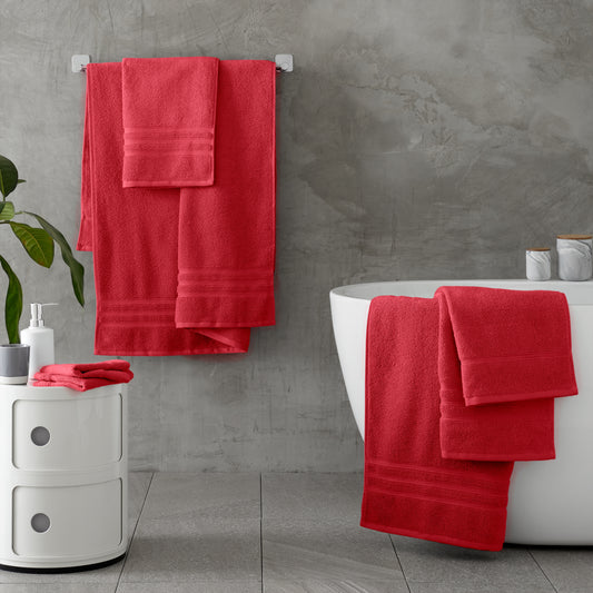 Catherine Lansfield Zero Twist Bath Towels - Red