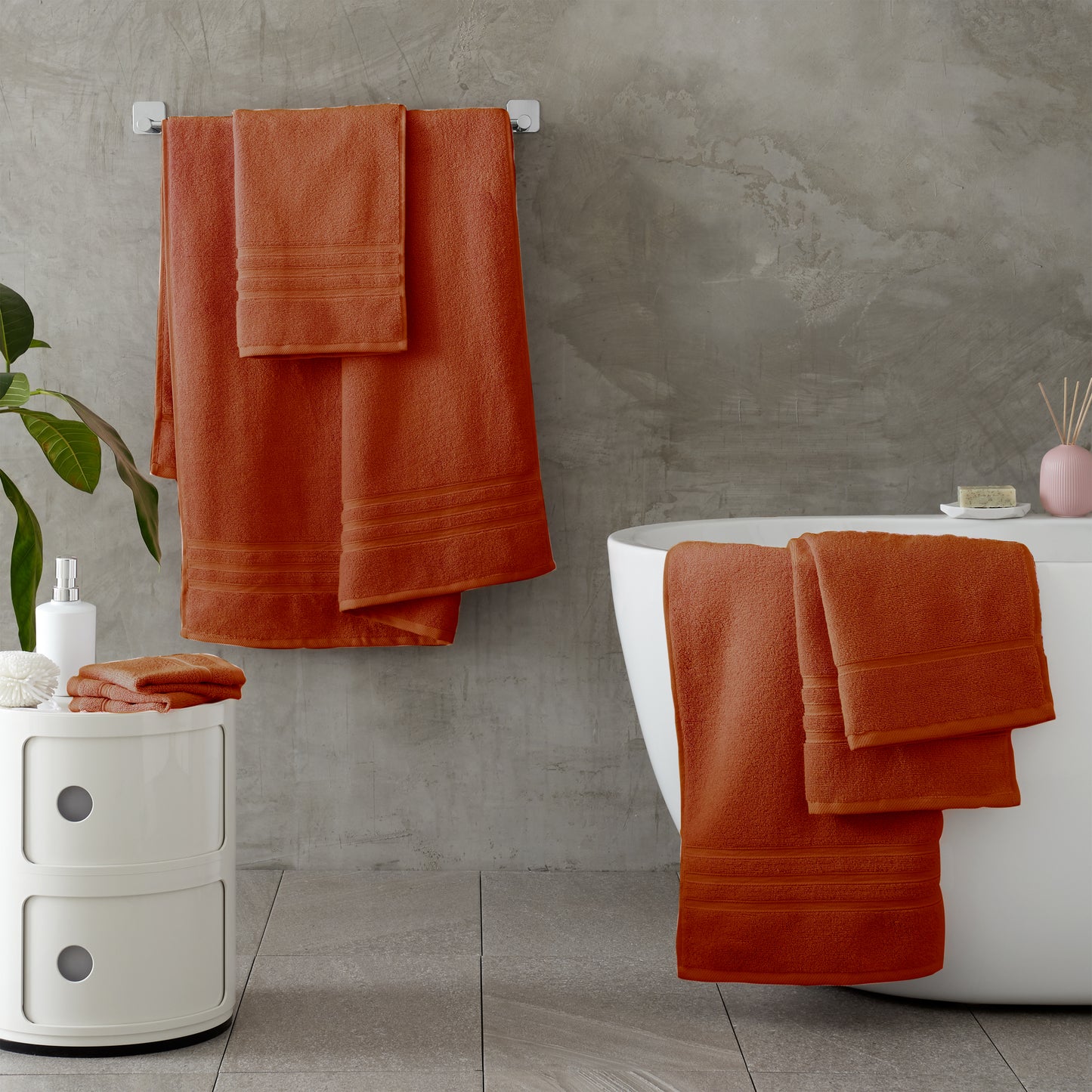 Catherine Lansfield Zero Twist Bath Towels - Terracotta