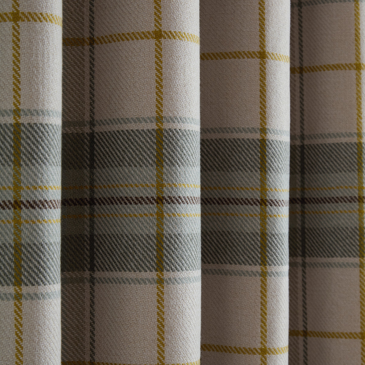 Catherine Lansfield Brushed Woven Glencoe Check Eyelet Curtains - Green