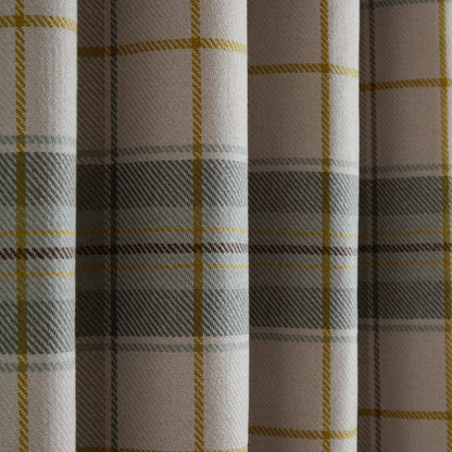 Catherine Lansfield Brushed Woven Glencoe Check Eyelet Curtains - Green