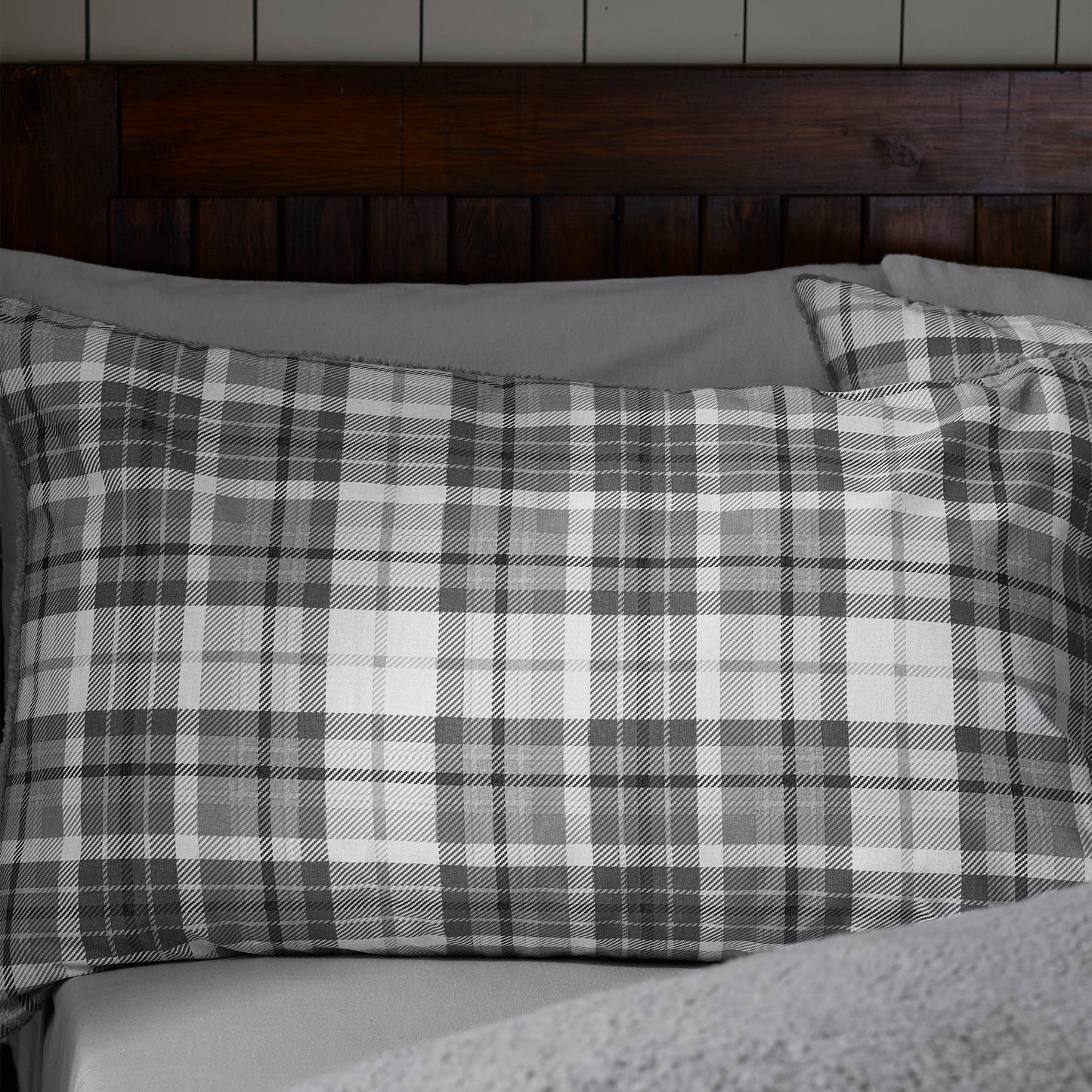Catherine Lansfield Cosy Sherpa Check Duvet Cover Set - Grey