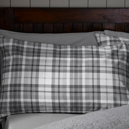 Catherine Lansfield Cosy Sherpa Check Duvet Cover Set - Grey