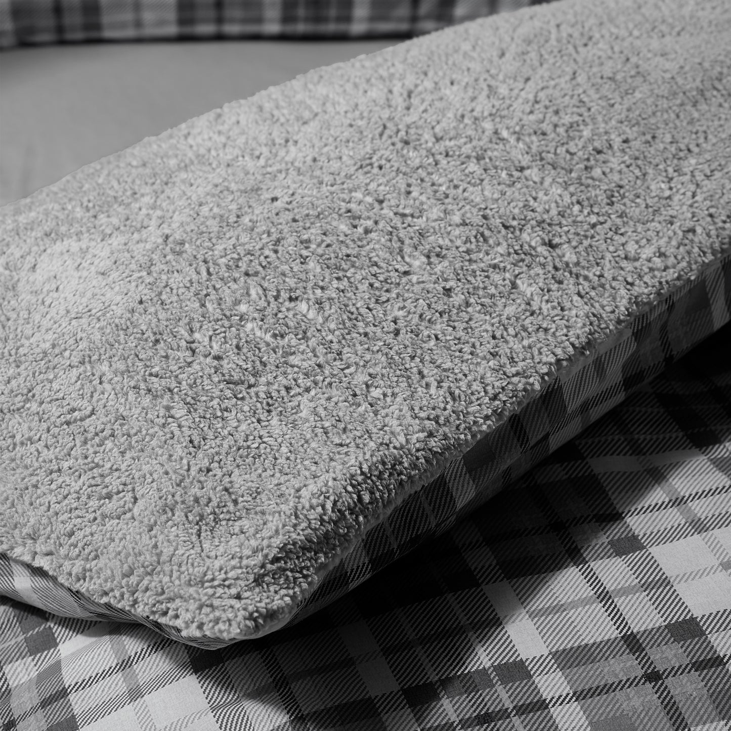 Catherine Lansfield Cosy Sherpa Check Duvet Cover Set - Grey