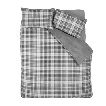 Catherine Lansfield Cosy Sherpa Check Duvet Cover Set - Grey
