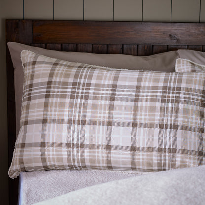Catherine Lansfield Cosy Sherpa Check Duvet Cover Set - Natural