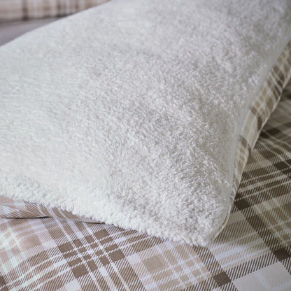 Catherine Lansfield Cosy Sherpa Check Duvet Cover Set - Natural