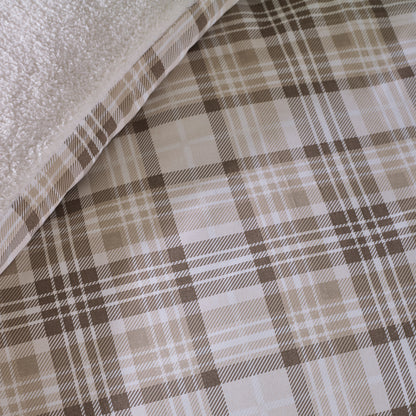 Catherine Lansfield Cosy Sherpa Check Duvet Cover Set - Natural