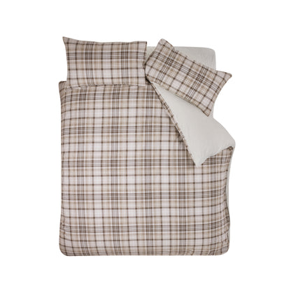 Catherine Lansfield Cosy Sherpa Check Duvet Cover Set - Natural