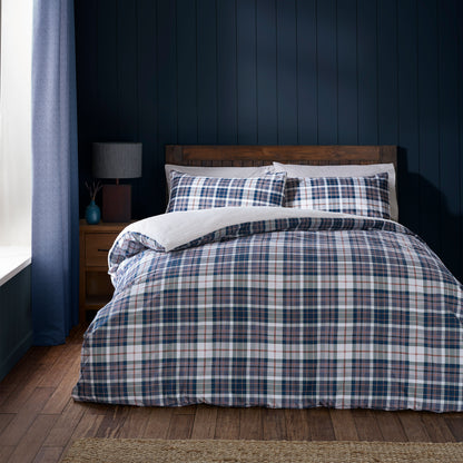 Catherine Lansfield Cosy Sherpa Check Duvet Cover Set - Navy