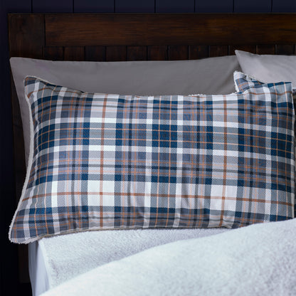 Catherine Lansfield Cosy Sherpa Check Duvet Cover Set - Navy