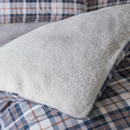 Catherine Lansfield Cosy Sherpa Check Duvet Cover Set - Navy
