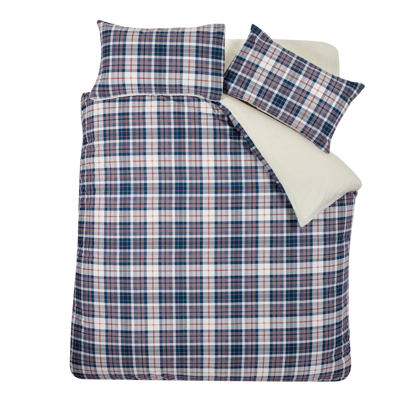 Catherine Lansfield Cosy Sherpa Check Duvet Cover Set - Navy