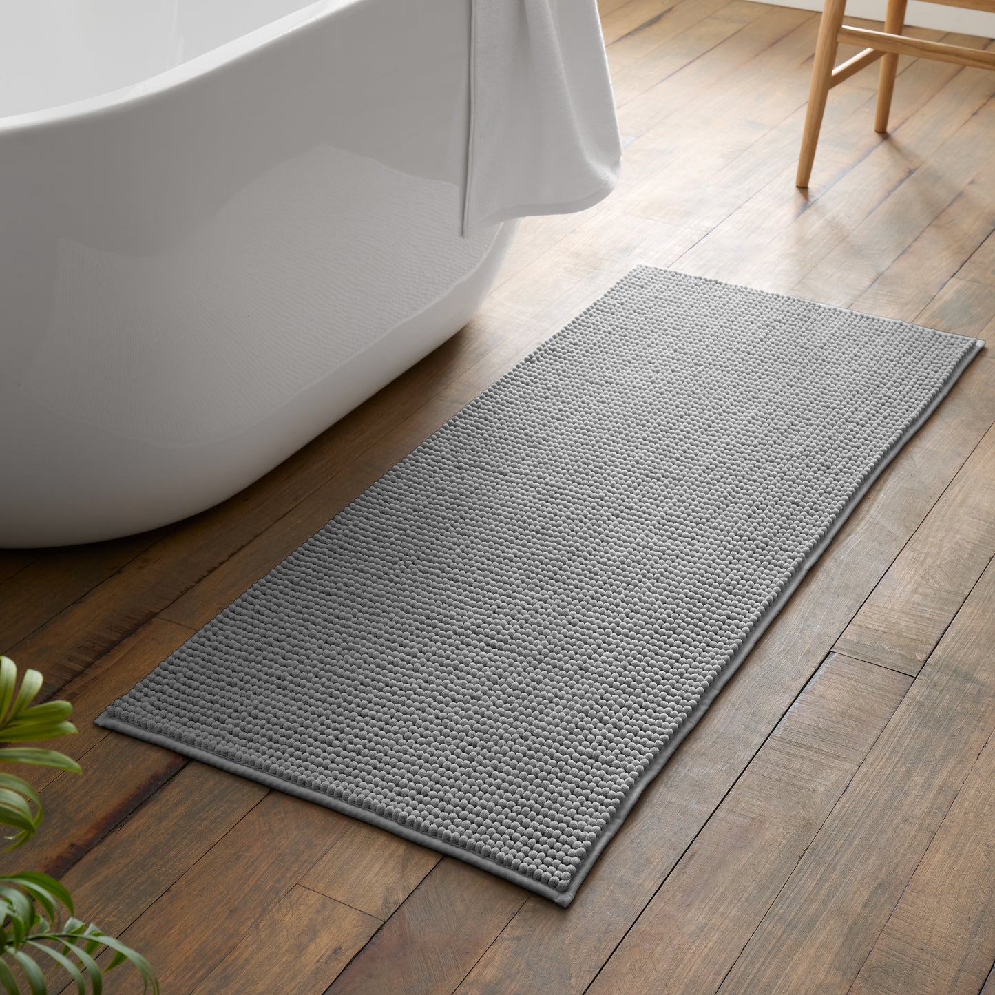 Catherine Lansfield Extra Long Bobble Bath Mat - Silver