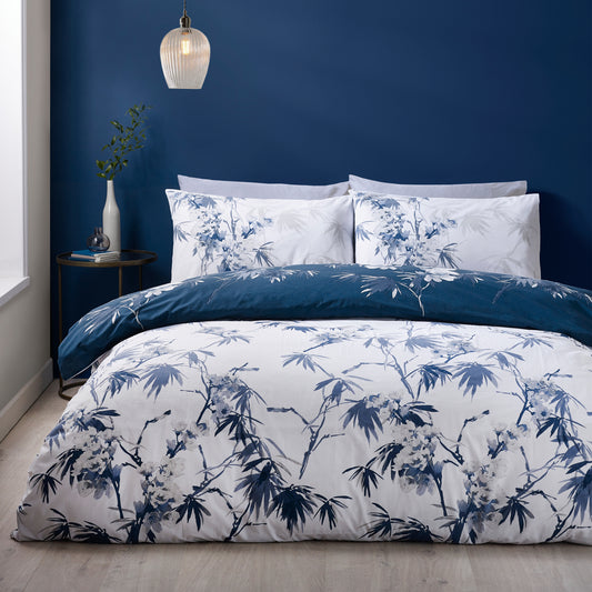 Catherine Lansfield Kyoto Floral Duvet Cover Set - Blue