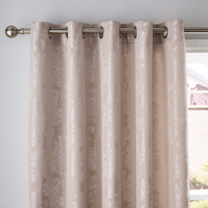 Catherine Lansfield Damask Jacquard Eyelet Curtains - Champagne