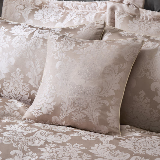 Catherine Lansfield Damask Jacquard Filled Cushion - Champagne