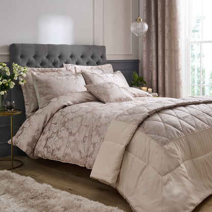 Catherine Lansfield Damask Jacquard Bedspread - Champagne