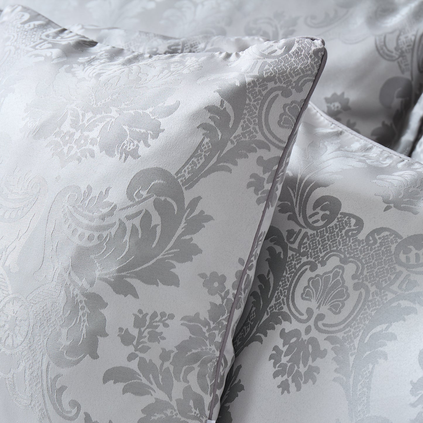 Catherine Lansfield Damask Jacquard Filled Cushion - Silver