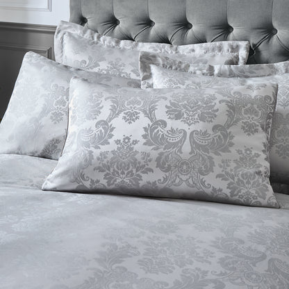Catherine Lansfield Damask Jacquard Duvet Cover Set - Silver