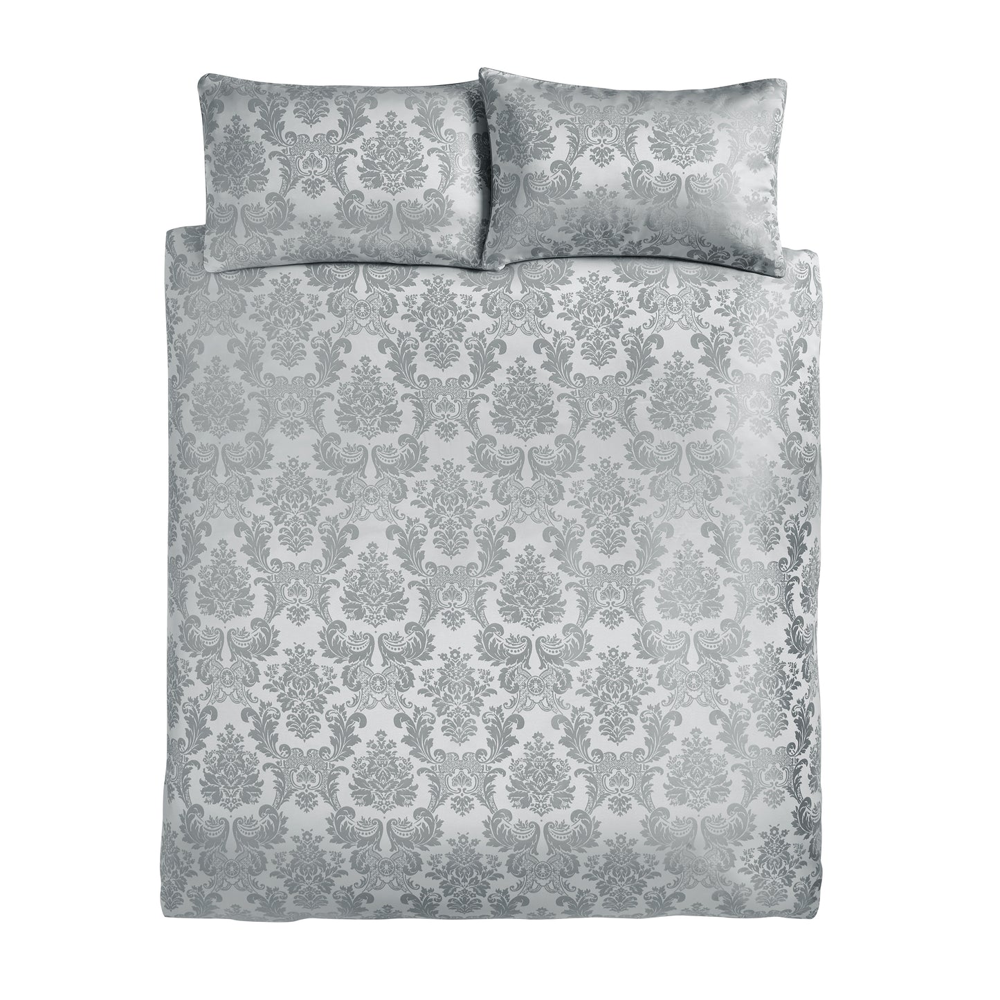 Catherine Lansfield Damask Jacquard Duvet Cover Set - Silver