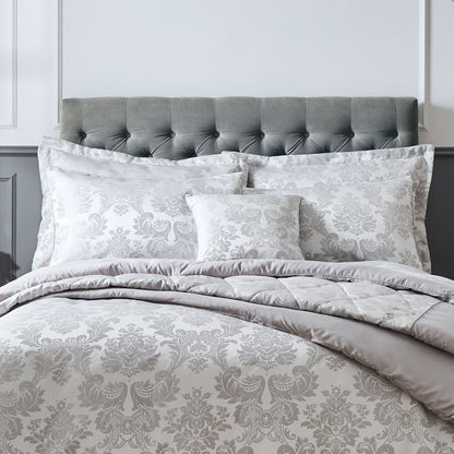 Catherine Lansfield Damask Jacquard Duvet Cover Set - Silver
