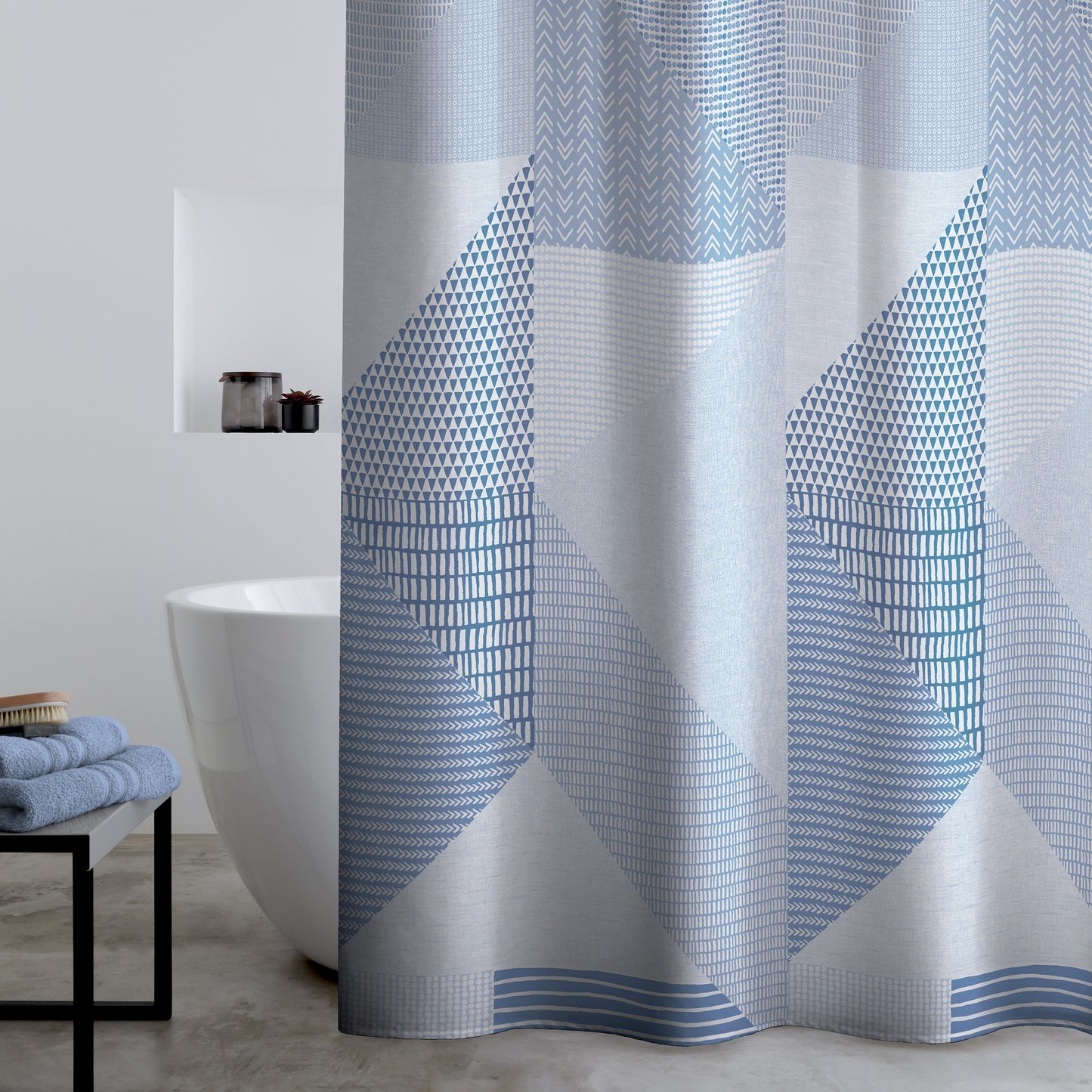 Catherine Lansfield Larsson Geo Shower Curtain - Blue