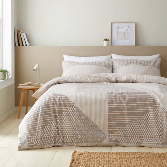 Catherine Lansfield Larsson Geo Duvet Cover Set - Natural