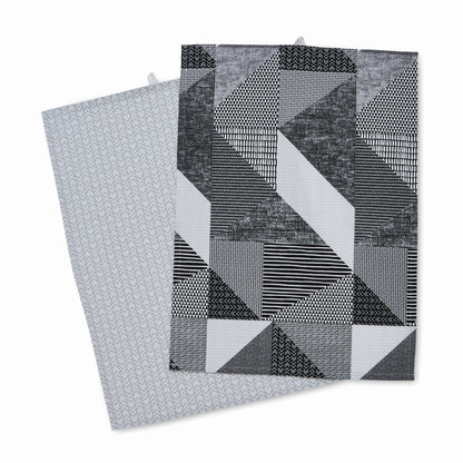 Catherine Lansfield Larsson Geo Tea Towels (Pack of 2) - Grey