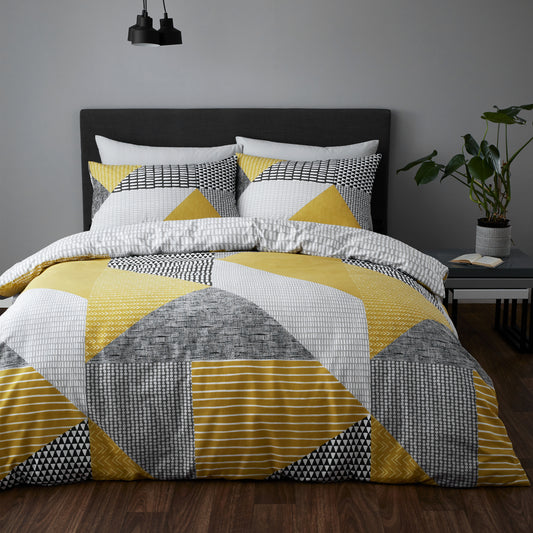 Catherine Lansfield Larsson Geo Duvet Cover Set - Ochre