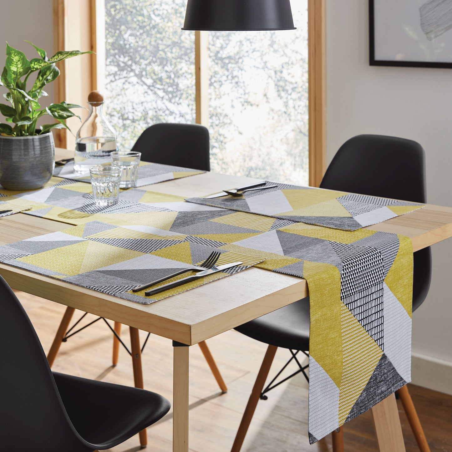 Catherine Lansfield Larsson Geo Table Runner - Ochre