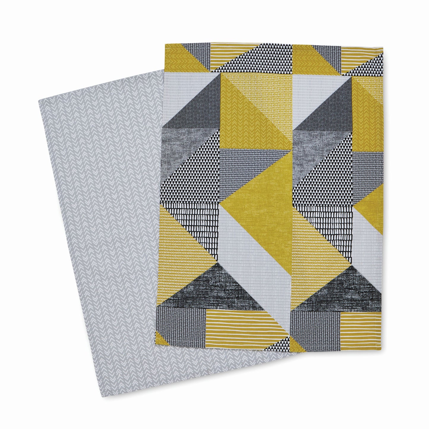 Catherine Lansfield Larsson Geo Tea Towels (Pack of 2) - Ochre