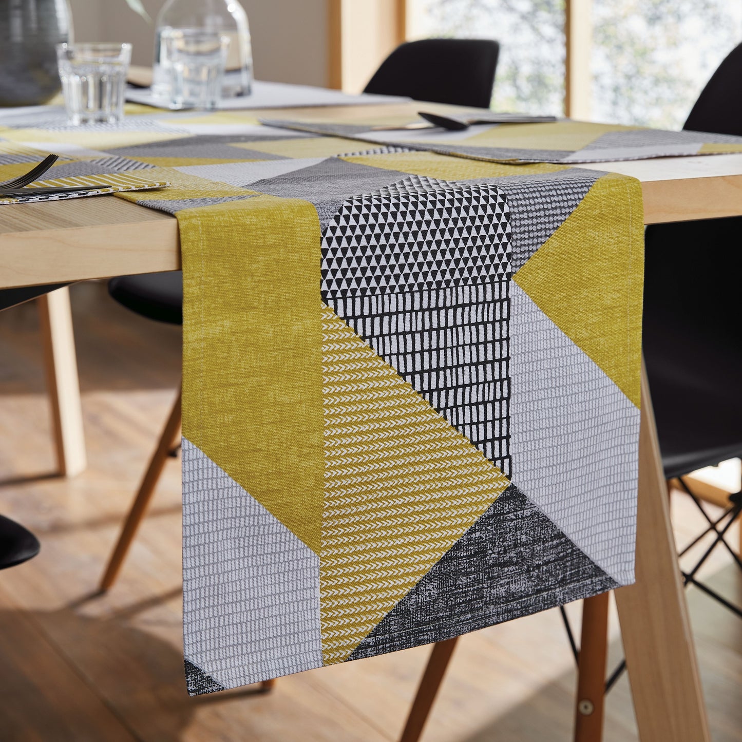 Catherine Lansfield Larsson Geo Table Runner - Ochre