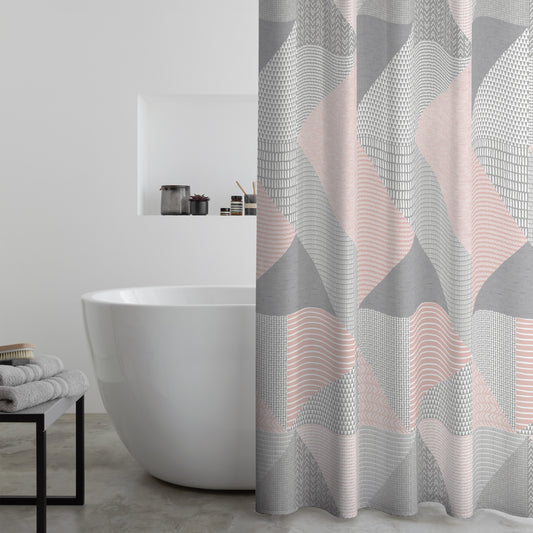 Catherine Lansfield Larsson Geo Shower Curtain - Blush