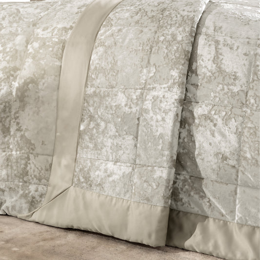 Catherine Lansfield Crushed Velvet Bedspread - Natural