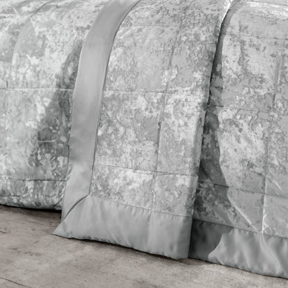 Catherine Lansfield Crushed Velvet Bedspread - Silver