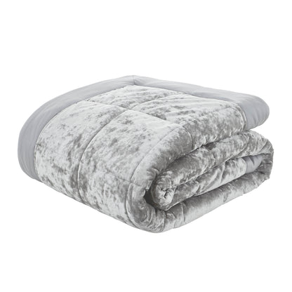 Catherine Lansfield Crushed Velvet Bedspread - Silver