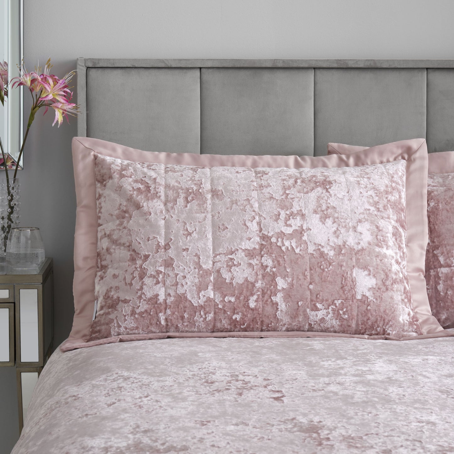 Catherine Lansfield Crushed Velvet Duvet Cover Set - Blush
