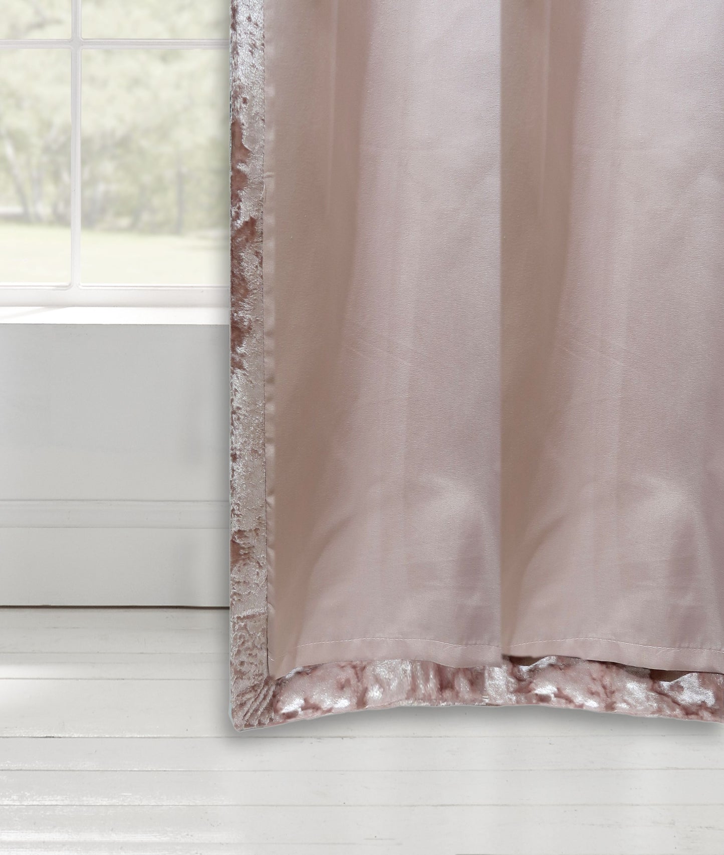 Catherine Lansfield Crushed Velvet Eyelet Curtains - Blush